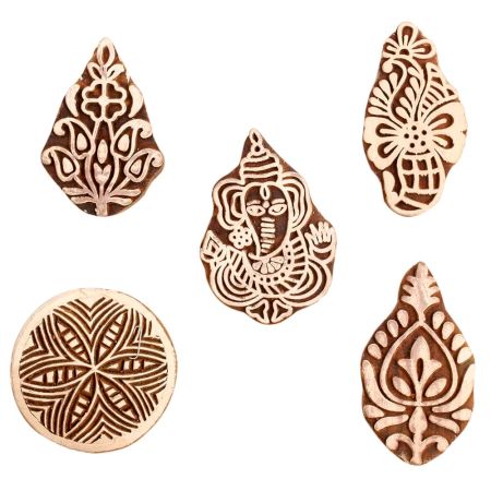 Set of 5 Piece New Mix Wooden Printing Block